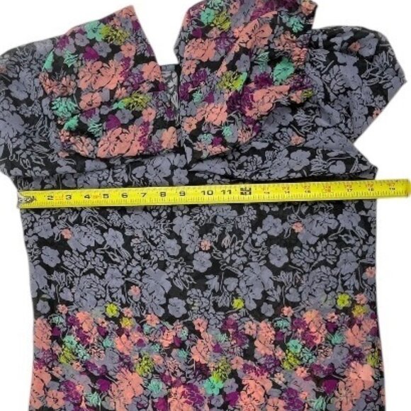Xhilaration Floral Print Sheer Long Sleeve Blouse Size Medium - Picture 7 of 13